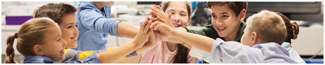 group of students giving high five