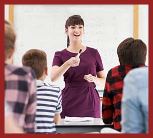 teacher standing in front of class